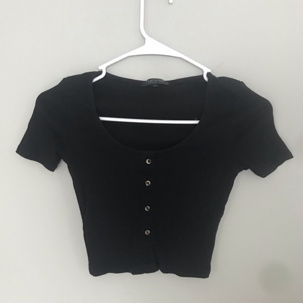 Top Shop Cropped Ribbed Shirt
